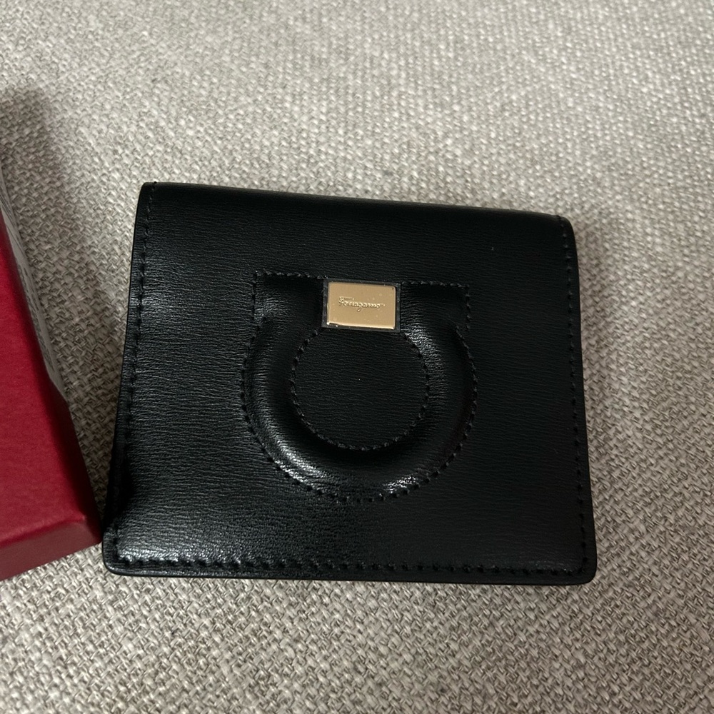 Salvatore Ferragamo Gancini French Wallet Card Case Black Brand new